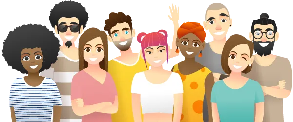 A group of diverse people helps improve the remote work experience.