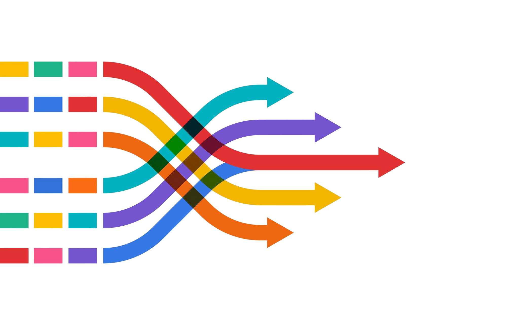 Broken Lines Coming Together in One Direction