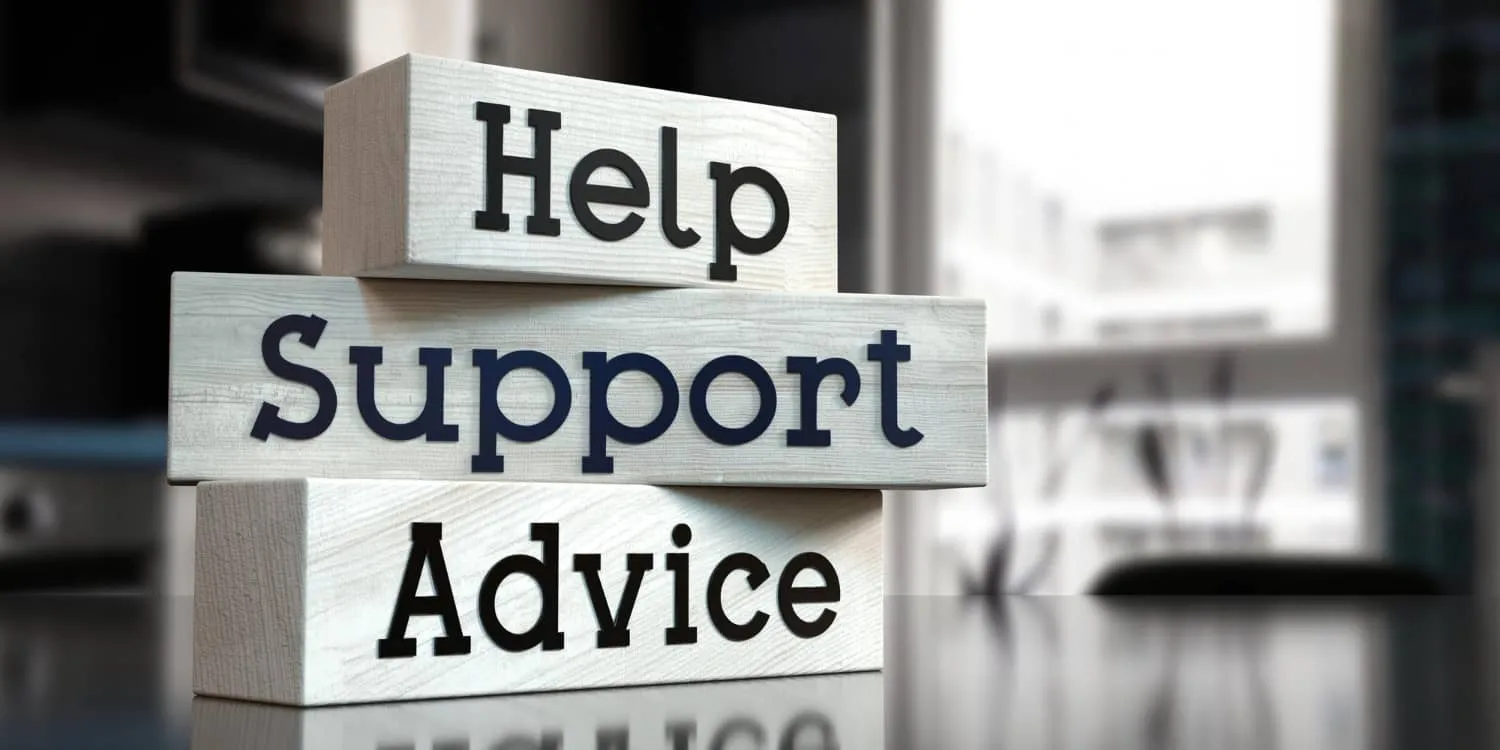Sign That Says Help Support and Advice