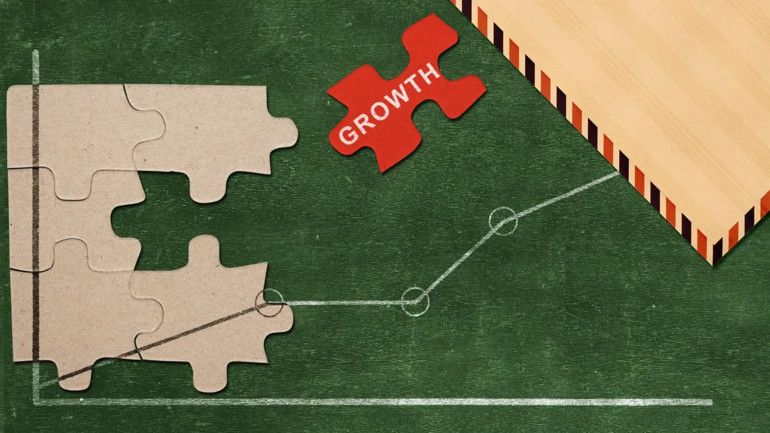 Puzzle Piece that is Red and Says Growth
