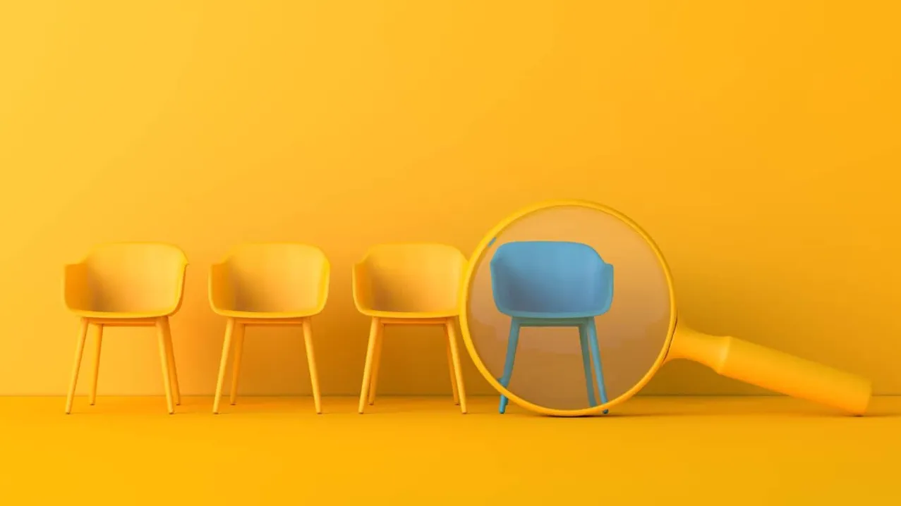 Searching Blue Chair Among Yellow