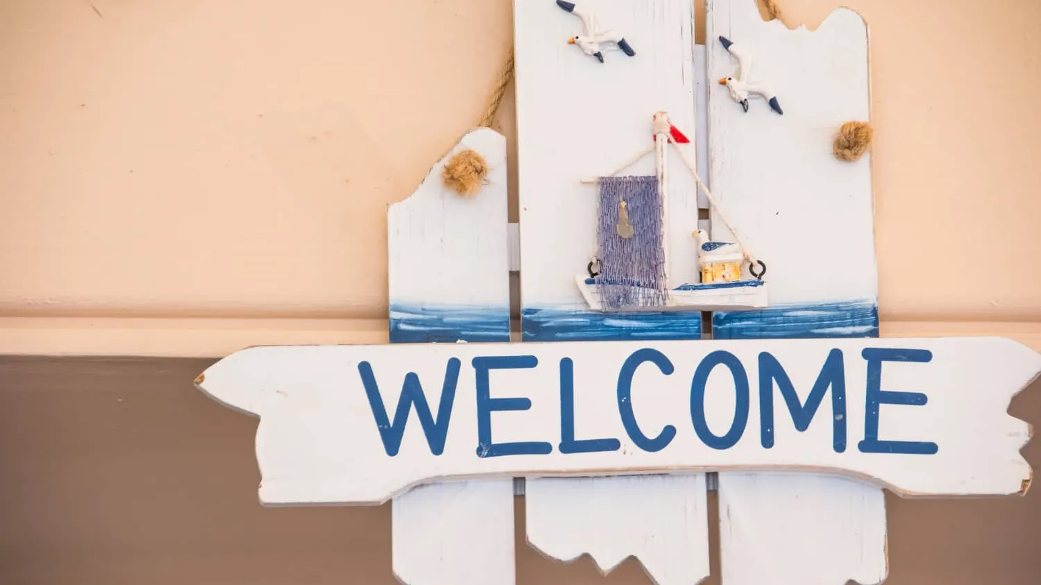 Welcome Sign with Boat